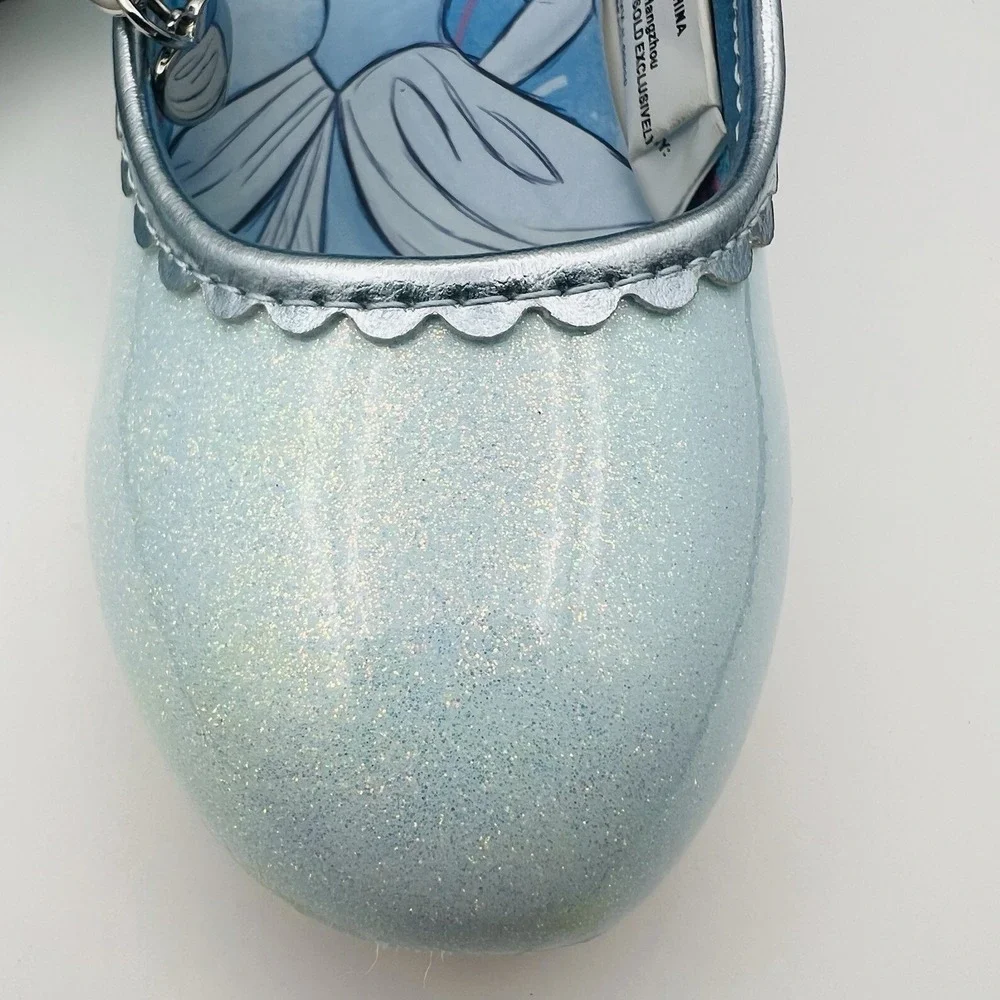 Disney Cinderella Toddler Dress Shoes Size 8 Blue Glitter Mary Jane Princess